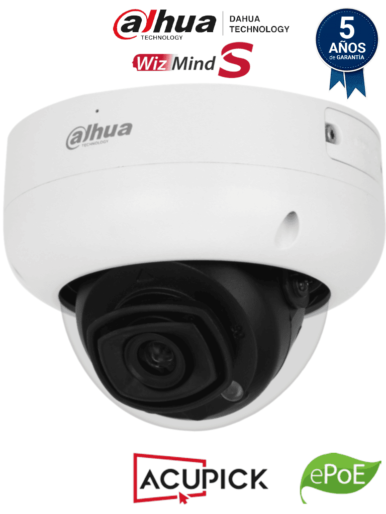 DAHUA IPC-HDBW5241R-ASE-S3 - Cámara IP Domo 2MP Antivandálica/ WizMind/ Lente 2.8 mm/ 106° Apertura/ IR 50m/ E&S Alarma y Audio/ ePoE/ WDR/ IP67/ IK10/ Micrófono integrado/ Ranura MicroSD/ Conteo de Personas/ AcuPick/ DAHUA IPC-HDBW5241R-ASE-S3 - Cámara IP Domo 2MP Antivandálica/ WizMind/ Lente 2.8 mm/ 106° Apertura/ IR 50m/ E&S Alarma y Audio/ ePoE/ WDR/ IP67/ IK10/ Micrófono integrado/ Ranura MicroSD/ Conteo de Personas/ AcuPick/